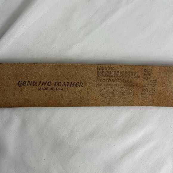 Master Mechanic Hand Tooled camel Belt Size 35 to 45, no buckle, Interchangeable - Picture 3 of 10